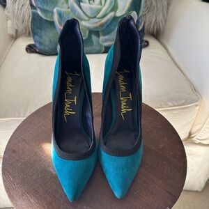 London Trash Blue Suede Heels
